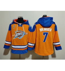 Men Oklahoma City Thunder 7 Chet Holmgren Orange Blue Lace Up Pullover Hoodie Men Oklahoma City Thunder 7 Chet Holmgren Orange Blue Lace Up Pullover Hoodie