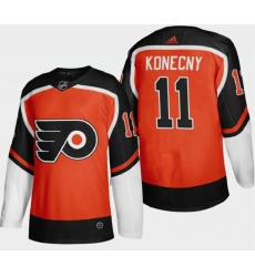 Men Philadelphia Flyers 11 Travis Konecny 2021 Orange Reverse Retro Stitched Jersey Men Philadelphia Flyers 11 Travis Konecny 2021 Orange Reverse Retro Stitched Jersey