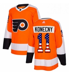 Mens Adidas Philadelphia Flyers 11 Travis Konecny Authentic Orange USA Flag Fashion NHL Jersey Mens Adidas Philadelphia Flyers 11 Travis Konecny Authentic Orange USA Flag Fashion NHL Jersey