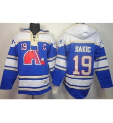 Quebec Nordiques 19 Joe Sakic Blue Lace-Up NHL Jersey Hoodies Quebec Nordiques 19 Joe Sakic Blue Lace-Up NHL Jersey Hoodies