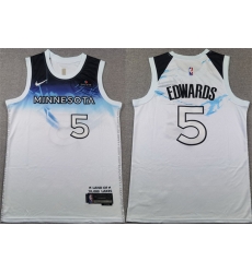 Men Minnesota Timberwolves 5 Anthony Edwards White 2024 City Edition Stitched Jersey Men Minnesota Timberwolves 5 Anthony Edwards White 2024 City Edition Stitched Jersey