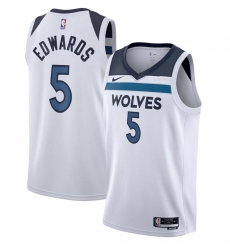 Men Minnesota Timberwolves 5 Anthony Edwards White Association Edition Stitched Jersey Men Minnesota Timberwolves 5 Anthony Edwards White Association Edition Stitched Jersey