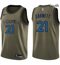 Youth Nike Minnesota Timberwolves 21 Kevin Garnett Swingman Green Salute to Service NBA Jersey Youth Nike Minnesota Timberwolves 21 Kevin Garnett Swingman Green Salute to Service NBA Jersey
