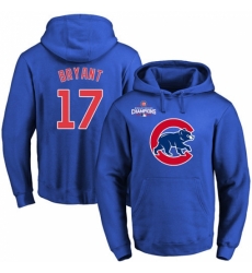 MLB Men Chicago Cubs 17 Kris Bryant Royal Team Color Primary Logo Pullover Hoodie MLB Men Chicago Cubs 17 Kris Bryant Royal Team Color Primary Logo Pullover Hoodie