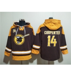 Men San Diego Padres 14 Matt Carpenter Brown Gold Ageless Must Have Lace Up Pullover Hoodie Men San Diego Padres 14 Matt Carpenter Brown Gold Ageless Must Have Lace Up Pullover Hoodie