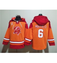 Men Tampa Bay Buccaneers 6 Baker Mayfield Orange Red Ageless Must Have Lace Up Pullover Hoodie Men Tampa Bay Buccaneers 6 Baker Mayfield Orange Red Ageless Must Have Lace Up Pullover Hoodie