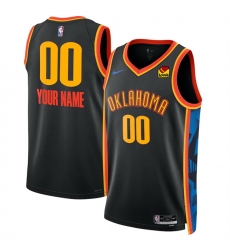 Men Oklahoma City Thunder Active Player Custom Black 2024 25 City Edition Stitched Basketball Jersey Men Oklahoma City Thunder Active Player Custom Black 2024 25 City Edition Stitched Basketball Jersey