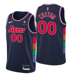 Men Philadelphia 76ers Active Player Custom 2021 22 City Edition Navy 75th Anniversary Stitched Swingman Jersey Men Philadelphia 76ers Active Player Custom 2021 22 City Edition Navy 75th Anniversary Stitched Swingman Jersey