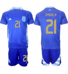 Men Argentina 21 Dybala Blue 2024 25 Away SoccerJersey Suit Men Argentina 21 Dybala Blue 2024 25 Away SoccerJersey Suit