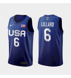 Men's USA Team Damian Lillard Away Blue 2021 Tokyo Olympics Jersey Men's USA Team Damian Lillard Away Blue 2021 Tokyo Olympics Jersey