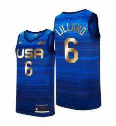 USA Dream Team 6 Damian Lillard 2021 Tokyo Olymipcs Nike Basketball Jersey Blue USA Dream Team 6 Damian Lillard 2021 Tokyo Olymipcs Nike Basketball Jersey Blue