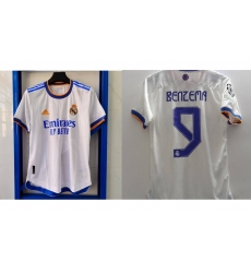Men Real Madrid White Soccer Jersey #9 Benzema Men Real Madrid White Soccer Jersey #9 Benzema