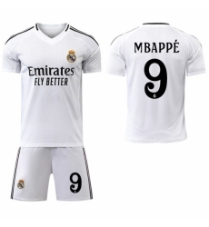 Youth Real Madrid #9 Mbappe White Home Soccer Jersey Youth Real Madrid #9 Mbappe White Home Soccer Jersey