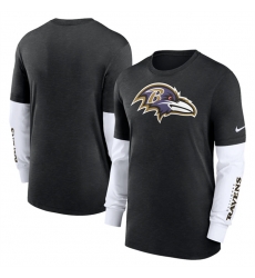 Men Baltimore Ravens Heather Black Slub Fashion Long Sleeve T Shirt Men Baltimore Ravens Heather Black Slub Fashion Long Sleeve T Shirt