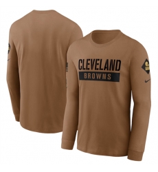 Men Cleveland Browns 2023 Brown Salute To Service Long Sleeve T Shirt Men Cleveland Browns 2023 Brown Salute To Service Long Sleeve T Shirt