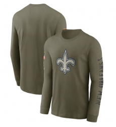 Men New Orleans Saints Olive 2022 Salute To Service Long Sleeve T Shirt Men New Orleans Saints Olive 2022 Salute To Service Long Sleeve T Shirt