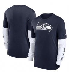 Men Seattle Seahawks Heather Navy Slub Fashion Long Sleeve T Shirt Men Seattle Seahawks Heather Navy Slub Fashion Long Sleeve T Shirt