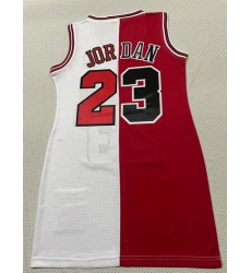 Women Chicago Bulls 23 Michael Jordan Dress Stitched Jersey Red White Split II Women Chicago Bulls 23 Michael Jordan Dress Stitched Jersey Red White Split II