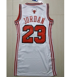 Women Chicago Bulls 23 Michael Jordan Dress Stitched Jersey White II Women Chicago Bulls 23 Michael Jordan Dress Stitched Jersey White II