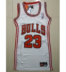 Women Chicago Bulls 23 Michael Jordan Dress Stitched Jersey White Women Chicago Bulls 23 Michael Jordan Dress Stitched Jersey White