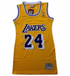 Women Los Angeles Lakers 24 Kobe Bryant Dress Stitched Jersey Yellow Women Los Angeles Lakers 24 Kobe Bryant Dress Stitched Jersey Yellow