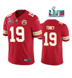 Men Kansas City Chiefs 19 Kadarius Toney Red Super Bowl LVII Patch Vapor Untouchable Limited Stitched Football Jersey Men Kansas City Chiefs 19 Kadarius Toney Red Super Bowl LVII Patch Vapor Untouchable Limited Stitched Football Jersey