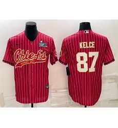 Men Kansas City Chiefs 87 Travis Kelce Red With Super Bowl LVII Patch Cool Base Stitched Baseball Jersey Men Kansas City Chiefs 87 Travis Kelce Red With Super Bowl LVII Patch Cool Base Stitched Baseball Jersey