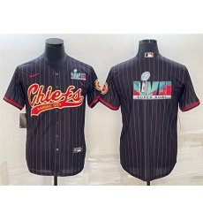 Men Kansas City Chiefs Black With Super Bowl LVII Big Logo Cool Base Stitched Baseball Jersey Men Kansas City Chiefs Black With Super Bowl LVII Big Logo Cool Base Stitched Baseball Jersey