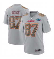 Men Women Youth Toddler Kansas City Chiefs 87 Travis Kelce Grey Super Bowl LVII Patch Atmosphere Fashion Stitched Game Jersey Men Women Youth Toddler Kansas City Chiefs 87 Travis Kelce Grey Super Bowl LVII Patch Atmosphere Fashion Stitched Game Jersey