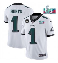 Men Women Youth Toddler Philadelphia Eagles 1 Jalen Hurts White Super Bowl LVII Patch And 2 Star C Patch Vapor Untouchable Limited Stitched Jersey Men Women Youth Toddler Philadelphia Eagles 1 Jalen Hurts White Super Bowl LVII Patch And 2 Star C Patch Vapor Untouchable Limited Stitched Jersey