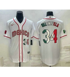 Men Mexico Baseball #34 Fernando Valenzuela Number 2023 White World Classic Stitched Jersey Men Mexico Baseball #34 Fernando Valenzuela Number 2023 White World Classic Stitched Jersey