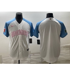 Men Mexico Baseball Blank 2023 White Blue World Baseball Classic Stitched Jersey Men Mexico Baseball Blank 2023 White Blue World Baseball Classic Stitched Jersey