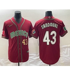 Men's Mexico Baseball #43 Patrick Sandoval Number 2023 Red World Classic Stitched Jerseys Men's Mexico Baseball #43 Patrick Sandoval Number 2023 Red World Classic Stitched Jerseys