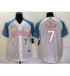 Men's Mexico Baseball #7 Julio Urias Number 2023 White Blue World Classic Stitched Jersey1 Men's Mexico Baseball #7 Julio Urias Number 2023 White Blue World Classic Stitched Jersey1