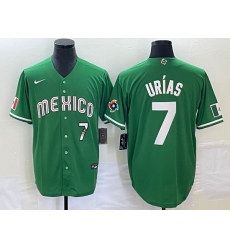 Men's Mexico Baseball #7 Julio Urias Number Green 2023 World Baseball Classic Stitched Jersey4 Men's Mexico Baseball #7 Julio Urias Number Green 2023 World Baseball Classic Stitched Jersey4