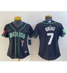 Women's Mexico Baseball #7 Julio Urias Number 2023 Black World Classic Stitched Jersey3 Women's Mexico Baseball #7 Julio Urias Number 2023 Black World Classic Stitched Jersey3