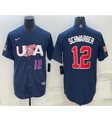 Mens USA Baseball #12 Kyle Schwarber Number 2023 Navy World Baseball Classic Stitched Jersey Mens USA Baseball #12 Kyle Schwarber Number 2023 Navy World Baseball Classic Stitched Jersey