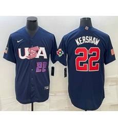 Men's USA Baseball #22 Clayton Kershaw Number 2023 Navy World Baseball Classic Stitched Jersey Men's USA Baseball #22 Clayton Kershaw Number 2023 Navy World Baseball Classic Stitched Jersey