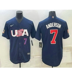 Mens USA Baseball #7 Tim Anderson Number 2023 Navy World Baseball Classic Stitched Jersey Mens USA Baseball #7 Tim Anderson Number 2023 Navy World Baseball Classic Stitched Jersey
