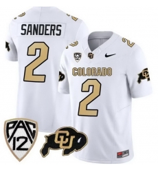 Colorado Buffaloes #2 Shedeur Sanders White 2023 FUSE Stitched Football Jersey Colorado Buffaloes #2 Shedeur Sanders White 2023 FUSE Stitched Football Jersey