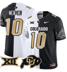 Men Colorado Buffaloes #10 Xavier Weaver White Black Split Vapor Limited Stitched Football Jersey Men Colorado Buffaloes #10 Xavier Weaver White Black Split Vapor Limited Stitched Football Jersey