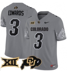 Men Colorado Buffaloes #3 Dylan Edwards Gray Vapor Limited Stitched Football Jersey Men Colorado Buffaloes #3 Dylan Edwards Gray Vapor Limited Stitched Football Jersey