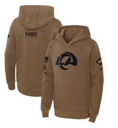 Youth Los Angeles Rams 2023 Brown Salute To Service Pullover Hoodie Youth Los Angeles Rams 2023 Brown Salute To Service Pullover Hoodie