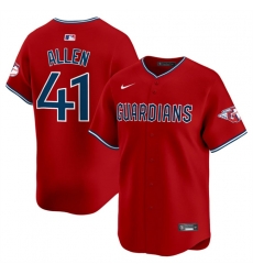 Men Cleveland Guardians 41 Carlos Santana Red Alternate Limited Stitched Baseball Jersey Men Cleveland Guardians 41 Carlos Santana Red Alternate Limited Stitched Baseball Jersey