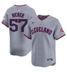 Men Cleveland Guardians 57 Shane Bieber Grey 2025 Alternate Limited Stitched Baseball Jersey Men Cleveland Guardians 57 Shane Bieber Grey 2025 Alternate Limited Stitched Baseball Jersey