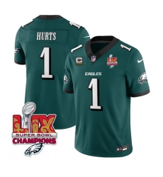 Men Philadelphia Eagles 1 Jalen Hurts Green 2025 Eagles Logo Super Bowl LIX Patch With 4 Star C Patch New F U S E Vapor Untouchable Limited Stitched Footb Men Philadelphia Eagles 1 Jalen Hurts Green 2025 Eagles Logo Super Bowl LIX Patch With 4 Star C Patch New F U S E Vapor Untouchable Limited Stitched Footb