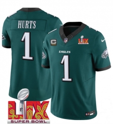 Men Philadelphia Eagles 1 Jalen Hurts Green 2025 Super Bowl LIX Patch With 3 Star C Patch New F U S E Vapor Untouchable Limited Stitched Football Jersey Men Philadelphia Eagles 1 Jalen Hurts Green 2025 Super Bowl LIX Patch With 3 Star C Patch New F U S E Vapor Untouchable Limited Stitched Football Jersey