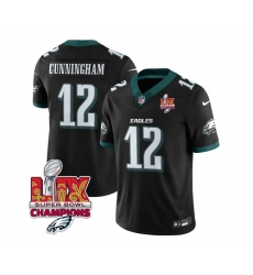 Men Philadelphia Eagles 12 Randall Cunningham Black 2025 Eagles Logo Super Bowl LIX Patch New F U S E Vapor Limited Stitched Football Jersey Men Philadelphia Eagles 12 Randall Cunningham Black 2025 Eagles Logo Super Bowl LIX Patch New F U S E Vapor Limited Stitched Football Jersey