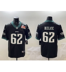 Men Philadelphia Eagles 62 Jason Kelce Black 2025 Super Bowl LIX Patch Vapor Untouchable Limited Stitched Football Jersey Men Philadelphia Eagles 62 Jason Kelce Black 2025 Super Bowl LIX Patch Vapor Untouchable Limited Stitched Football Jersey