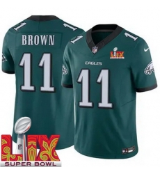 Men Philadelphia Eagles A.J. Brown #11 Green 2024 2025 Super Bowl LIX F U S E Stitched NFL Jersey Men Philadelphia Eagles A.J. Brown #11 Green 2024 2025 Super Bowl LIX F U S E Stitched NFL Jersey